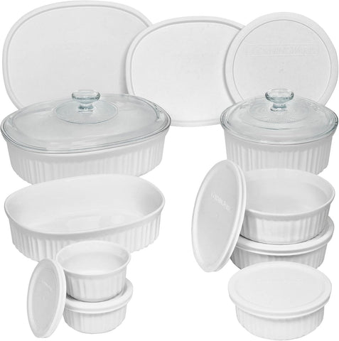 *BACKORDER Late Nov/Early Dec* CorningWare® French White® 18-piece Round & Oval Set