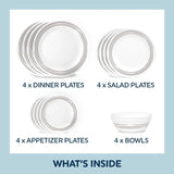 Corelle® Brushed Silver 16-piece Dinnerware Set, Service for 4