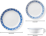 Corelle Cobalt Circles 12 Piece Set (Dinner Plate, Appetizer Plate, Cereal Bowl)
