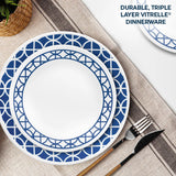 Corelle Cobalt Circles 12 Piece Set (Dinner Plate, Appetizer Plate, Cereal Bowl)