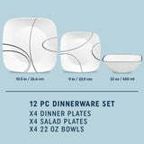 Corelle® Simple Lines 12-piece Dinnerware Set, Service for 4 (1147172)