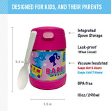 *NEW 2026* Thermos FUNtainer Stainless Steel 10oz/290mL Food Jar with Fold-able Spoon, Barbie (F3104BAB6)