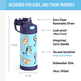 *NEW 2024* Thermos FUNtainer Stainless Steel 14oz/410mL Straw Bottle - Bluey (F40524BY6)