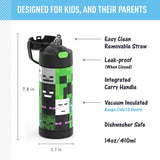 *NEW 2024* Thermos FUNtainer Stainless Steel 14oz/410mL Straw Bottle - Minecraft (F40524MI6)