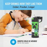 *NEW 2024* Thermos FUNtainer Stainless Steel 14oz/410mL Straw Bottle - Minecraft (F40524MI6)