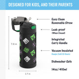*NEW 2026* Thermos FUNtainer Stainless Steel 14oz/410mL Straw Bottle - Minecraft
