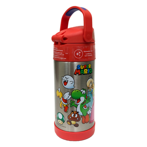 THERMOS FUNTAINER 12 Ounce Stainless Steel Vacuum Insulated Kids Straw  Bottle, Super Mario Brothers