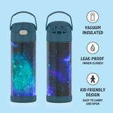 THERMOS FUNTAINER 16oz/470mL Stainless Steel Vacuum Insulated Bottle with Wide Spout Lid (Galaxy Series)