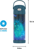THERMOS FUNTAINER 16oz/470mL Stainless Steel Vacuum Insulated Bottle with Wide Spout Lid (Galaxy Series)