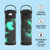THERMOS FUNTAINER 16oz/470mL Stainless Steel Vacuum Insulated Bottle with Wide Spout Lid (Galaxy Series)