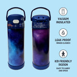 THERMOS FUNTAINER 16oz/470mL Stainless Steel Vacuum Insulated Bottle with Wide Spout Lid (Galaxy Series)
