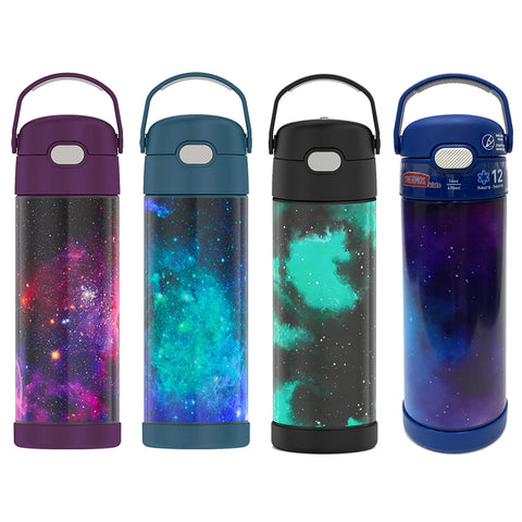 THERMOS FUNTAINER 16oz/470mL Stainless Steel Vacuum Insulated Bottle with Wide Spout Lid (Galaxy Series)