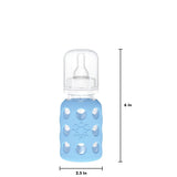LifeFactory 4-Ounce Glass Baby Bottle with Protective Silicone Sleeve and Stage 1 Nipple