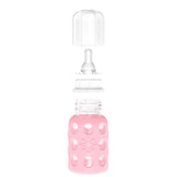 LifeFactory 4-Ounce Glass Baby Bottle with Protective Silicone Sleeve and Stage 1 Nipple