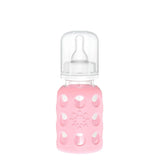 LifeFactory 4-Ounce Glass Baby Bottle with Protective Silicone Sleeve and Stage 1 Nipple