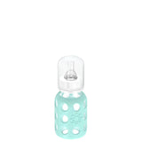 LifeFactory 4-Ounce Glass Baby Bottle with Protective Silicone Sleeve and Stage 1 Nipple