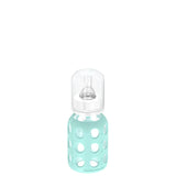 LifeFactory 4-Ounce Glass Baby Bottle with Protective Silicone Sleeve and Stage 1 Nipple