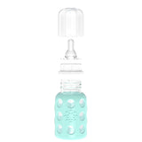 LifeFactory 4-Ounce Glass Baby Bottle with Protective Silicone Sleeve and Stage 1 Nipple