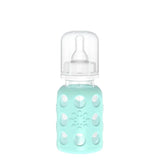 LifeFactory 4-Ounce Glass Baby Bottle with Protective Silicone Sleeve and Stage 1 Nipple