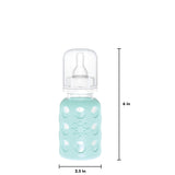 LifeFactory 4-Ounce Glass Baby Bottle with Protective Silicone Sleeve and Stage 1 Nipple