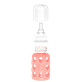 LifeFactory 4-Ounce Glass Baby Bottle with Protective Silicone Sleeve and Stage 1 Nipple