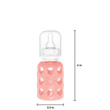 LifeFactory 4-Ounce Glass Baby Bottle with Protective Silicone Sleeve and Stage 1 Nipple
