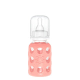 LifeFactory 4-Ounce Glass Baby Bottle with Protective Silicone Sleeve and Stage 1 Nipple