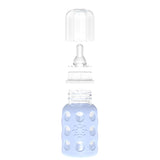 LifeFactory 4-Ounce Glass Baby Bottle with Protective Silicone Sleeve and Stage 1 Nipple