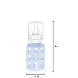 LifeFactory 4-Ounce Glass Baby Bottle with Protective Silicone Sleeve and Stage 1 Nipple
