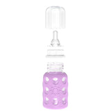 LifeFactory 4-Ounce Glass Baby Bottle with Protective Silicone Sleeve and Stage 1 Nipple