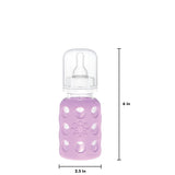LifeFactory 4-Ounce Glass Baby Bottle with Protective Silicone Sleeve and Stage 1 Nipple