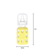 LifeFactory 4-Ounce Glass Baby Bottle with Protective Silicone Sleeve and Stage 1 Nipple