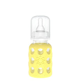 LifeFactory 4-Ounce Glass Baby Bottle with Protective Silicone Sleeve and Stage 1 Nipple