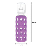 LifeFactory 9-Ounce Glass Baby Bottle with Protective Silicone Sleeve and Stage 2 Nipple (3-6 Months)