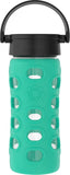 Lifefactory 12oz/350ml BPA-Free Glass Water Bottle w/ Classic Cap & Protective Silicone Sleeve, Kale