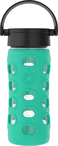 Lifefactory 12oz/350ml BPA-Free Glass Water Bottle w/ Classic Cap & Protective Silicone Sleeve, Kale