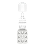 LifeFactory 4-Ounce Glass Baby Bottle with Protective Silicone Sleeve and Stage 1 Nipple