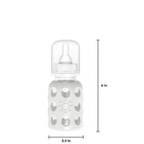 LifeFactory 4-Ounce Glass Baby Bottle with Protective Silicone Sleeve and Stage 1 Nipple