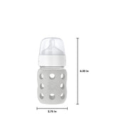 LifeFactory 8-Ounce WIDE Neck GLASS Baby Bottle w/ Protective Silicone Sleeve & Stage 2 Nipple (3-6 Months)
