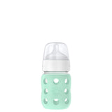 LifeFactory 8-Ounce WIDE Neck GLASS Baby Bottle w/ Protective Silicone Sleeve & Stage 2 Nipple (3-6 Months)