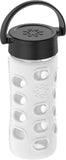 Lifefactory 12-Ounce BPA-Free Glass Water Bottle with Classic Cap and Protective Silicone Sleeve, Optic White