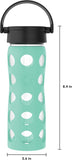 Lifefactory 16-Ounce BPA-Free Glass Water Bottle with Classic Cap and Protective Silicone Sleeve, Sea Green