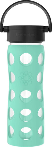 Lifefactory 16-Ounce BPA-Free Glass Water Bottle with Classic Cap and Protective Silicone Sleeve, Sea Green