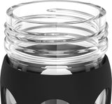 Lifefactory BPA-Free Glass Water Bottle w/ Classic Cap & Protective Silicone Sleeve, Onyx