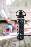 Lifefactory 22oz/650ml Active Flip Cap Glass Water Bottle, Carbon