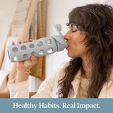 Lifefactory 22oz/650ml Active Flip Cap Glass Water Bottle, Carbon