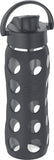 Lifefactory 22oz/650ml Active Flip Cap Glass Water Bottle, Carbon