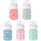 Lifefactory 8-Ounce STAINLESS STEEL Vacuum-Insulated WIDE-Neck Baby Bottle w/ Protective Silicone Sleeve & Stage 2 Nipple (3-6 Months)