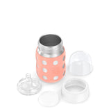 Lifefactory 8-Ounce STAINLESS STEEL Vacuum-Insulated WIDE-Neck Baby Bottle w/ Protective Silicone Sleeve & Stage 2 Nipple (3-6 Months)