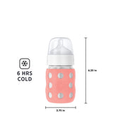 Lifefactory 8-Ounce STAINLESS STEEL Vacuum-Insulated WIDE-Neck Baby Bottle w/ Protective Silicone Sleeve & Stage 2 Nipple (3-6 Months)